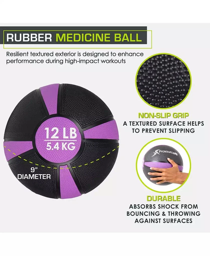 ProsourceFit Rubber Medicine Ball, 12 lb 4