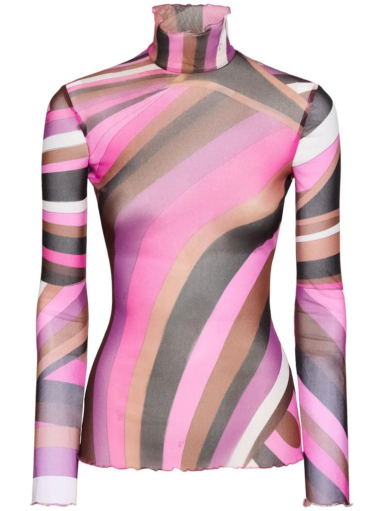 PUCCI Printed Sheer Long Sleeve Top 1