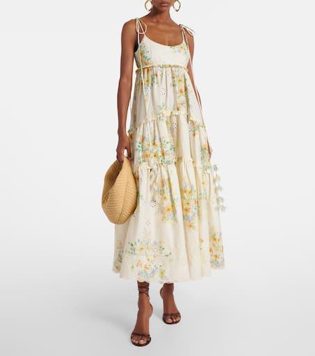 ALÉMAIS Juliette floral tiered cotton midi dress