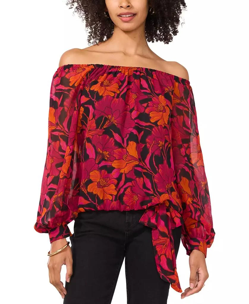 Vince Camuto Women's Printed Off-The-Shoulder Side-Tie Top 1