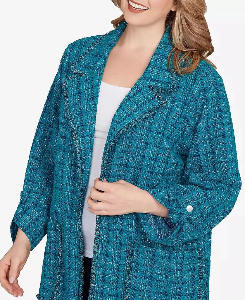 Ruby Rd. Plus Size Open Front Tweed Patch Pocket Jacket 4