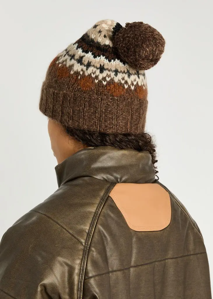 Moncler Logo fair isle intarsia wool-blend beanie 3