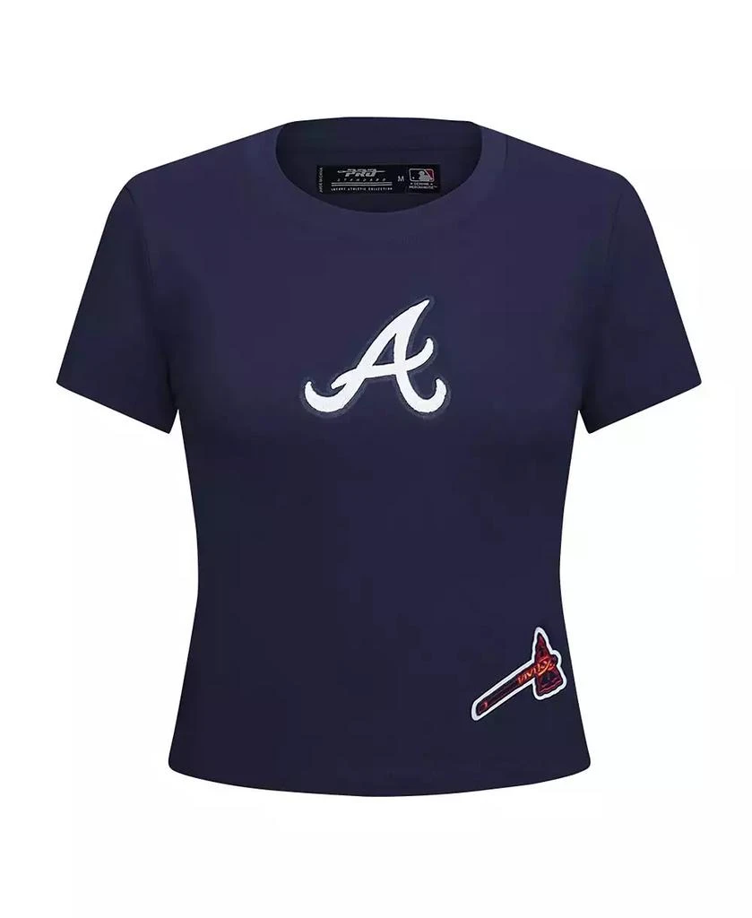 Pro Standard Women's Navy Atlanta Braves Game Day Classics Baby Doll Cropped T-Shirt 3