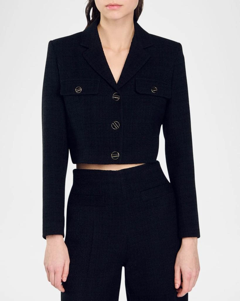 Sandro Edma Tweed Tailored Crop Blazer 1