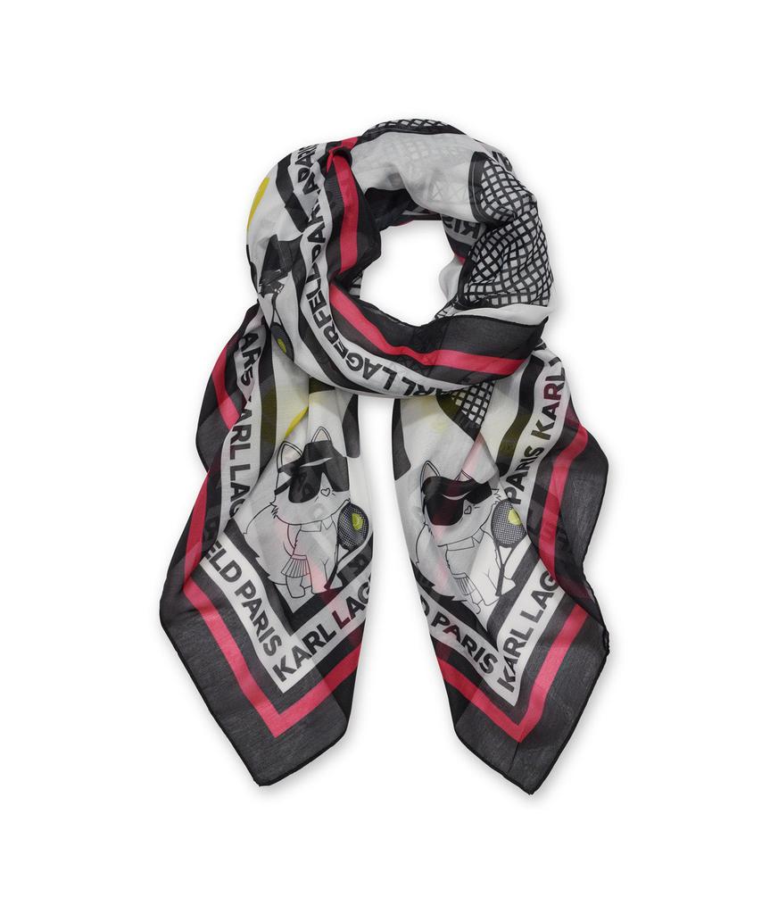 Karl Lagerfeld Paris OVERSIZED SQUARE SCARF WITH RACKET PRINT