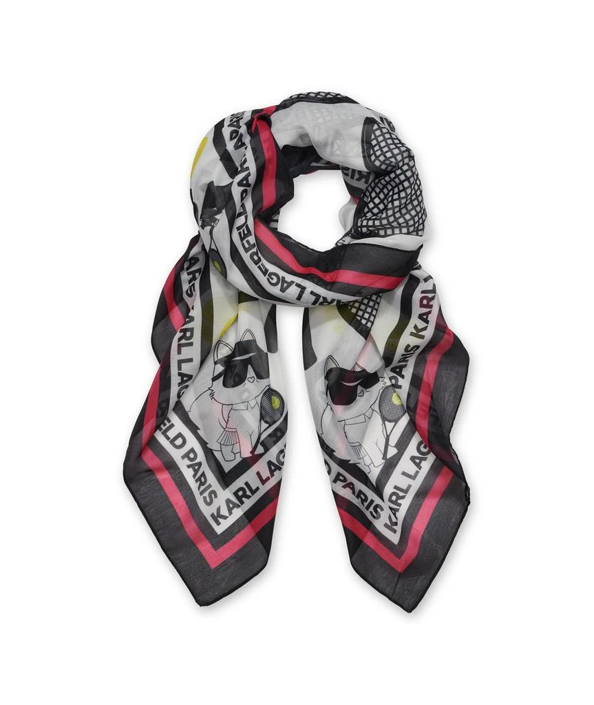 Karl Lagerfeld Paris OVERSIZED SQUARE SCARF WITH RACKET PRINT 1