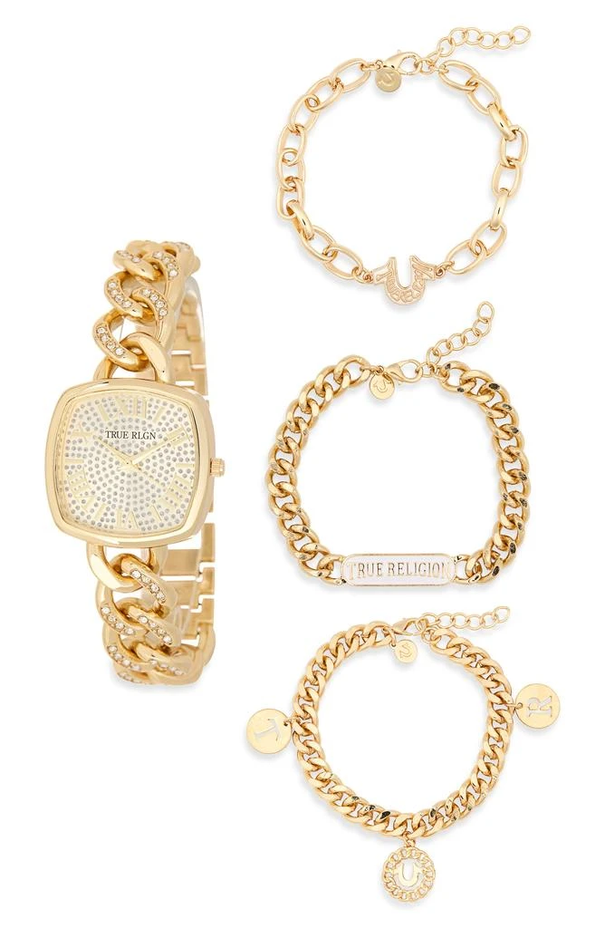 True Religion Square Crystal Logo Bracelet Watch, 31.1mm & Assorted Bracelets Set