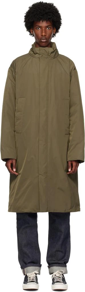 Khaki Stand Collar Down Coat – On Sale Now with Up to 70% Off