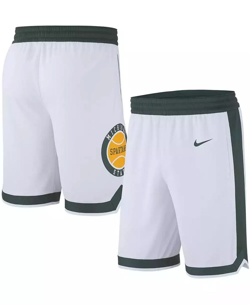 NIKE Men's White Michigan State Spartans Retro Replica Basketball Shorts 1