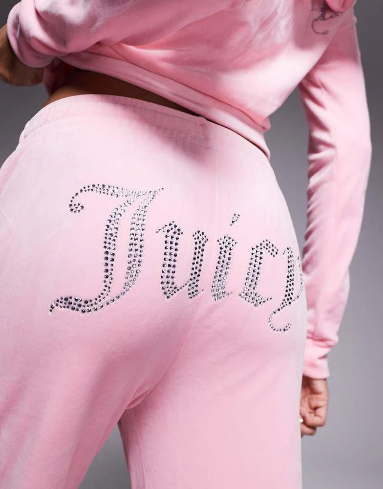 Juicy Couture Juicy Couture diamante logo velour joggers co-ord in pink 4