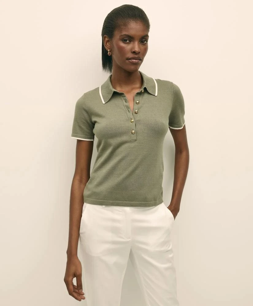 Brooks Brothers Silk Blend Short-Sleeve Tipped Polo Sweater 3