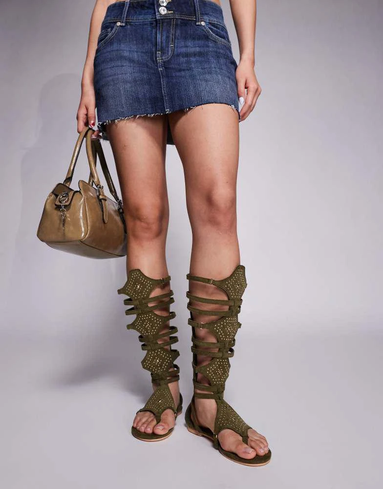 Public Desire Public Desire Rome gladiator sandals in olive 4
