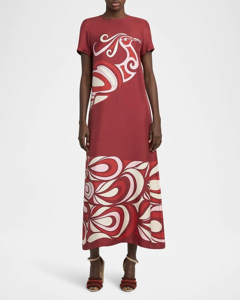 knee length dresses for ladies Peacock Long Dress