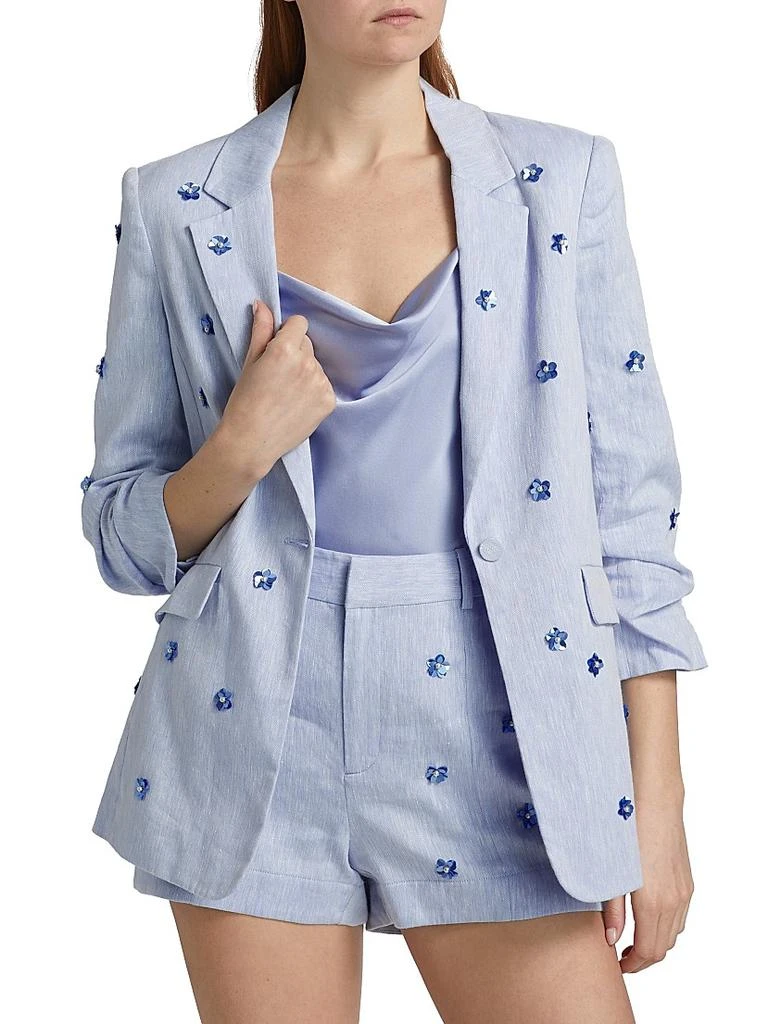 Cinq à Sept Pearl Ditsy Kylie Linen-Cotton Single-Breasted Blazer 3