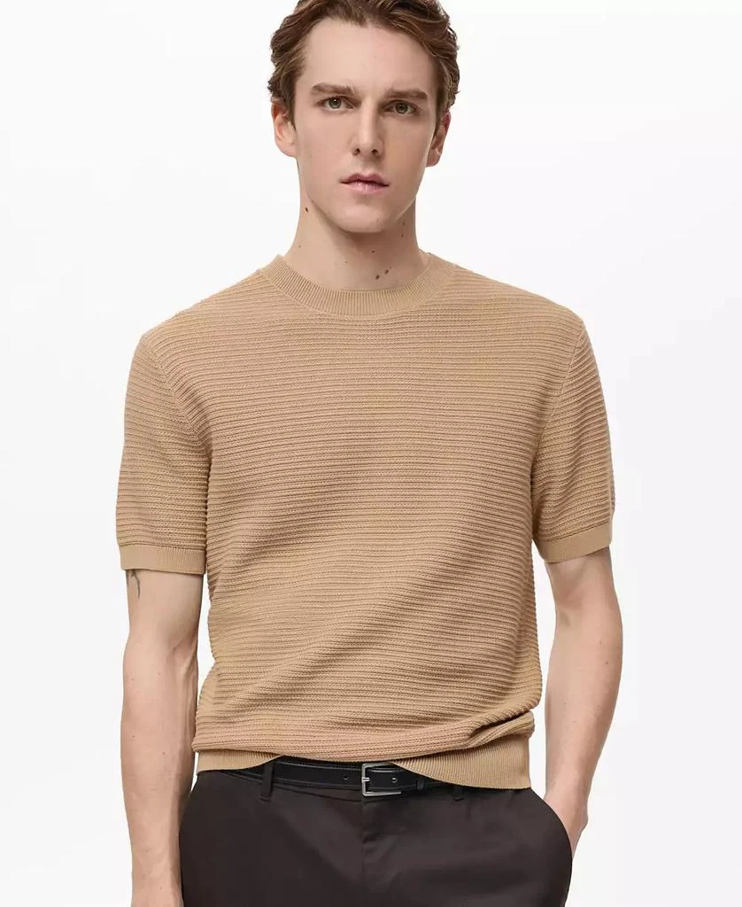 Mango Men's Textured Knit Regular Fit T-Shirt 1