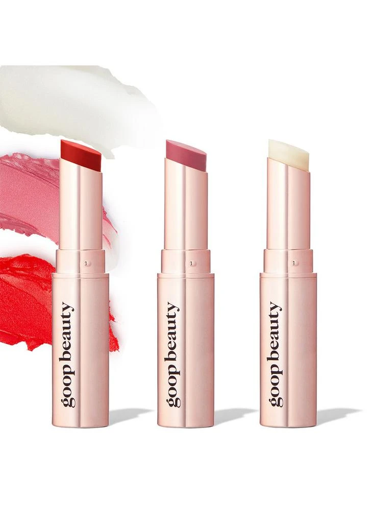 GOOP Clean Nourishing Lip Balm Trio -  Clear, Tomato 
Peony 4