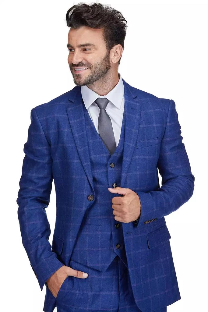Gino Vitale Men's 3-Piece Windowpane Plaid Slim Fit Suit 2
