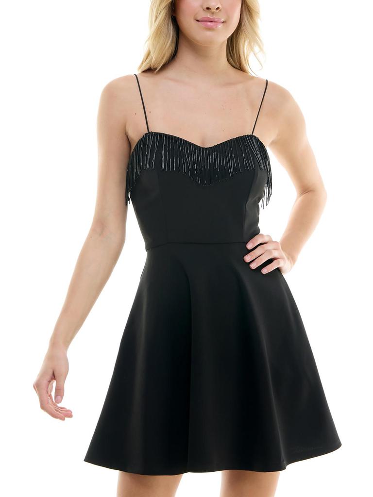 Speechless Juniors Womens Fringe Mini Fit & Flare Dress
