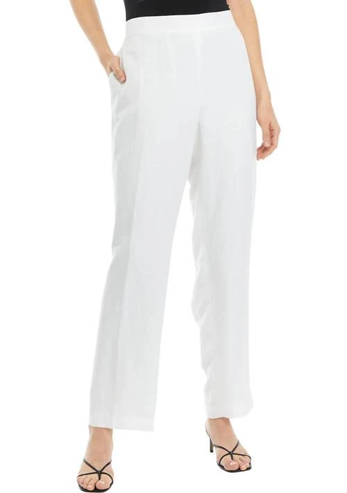 Kasper Petite Linen Blend Pull On Elastic Back Trouser Pants 1