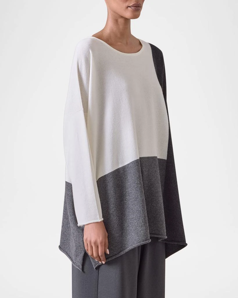 Eskandar Color Block Cashmere Bateau-Neck Sweater (Long Length) 4