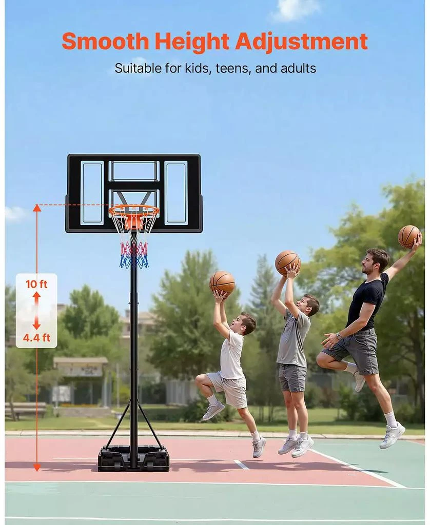 Mecale Portable Basketball Hoop, 4.4–10 ft Height Adjustable Stand, Built-In Rolling Wheels, Adjustable Goal System 7