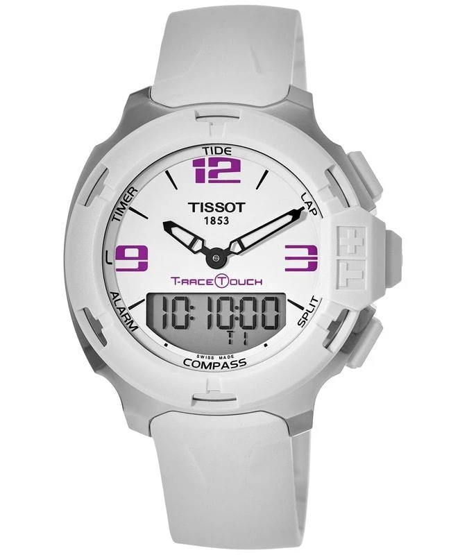 Tissot Tissot T-Race Touch Chronograph White Digital 
Analog Dial Rubber Strap Men
s Watch T081.420.17.017.00