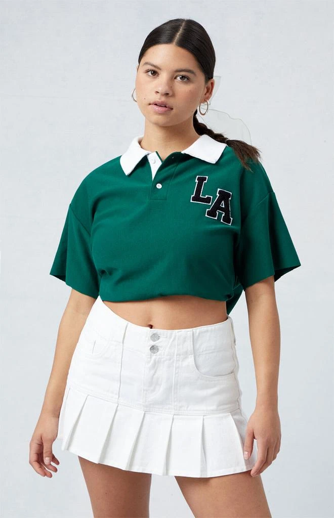 PacSun Eco White Pleated Low Rise Denim Mini Skirt 2