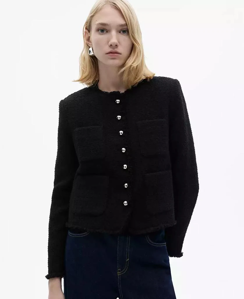 Mango Women's Jewel Buttons Detail Tweed Jacket 1