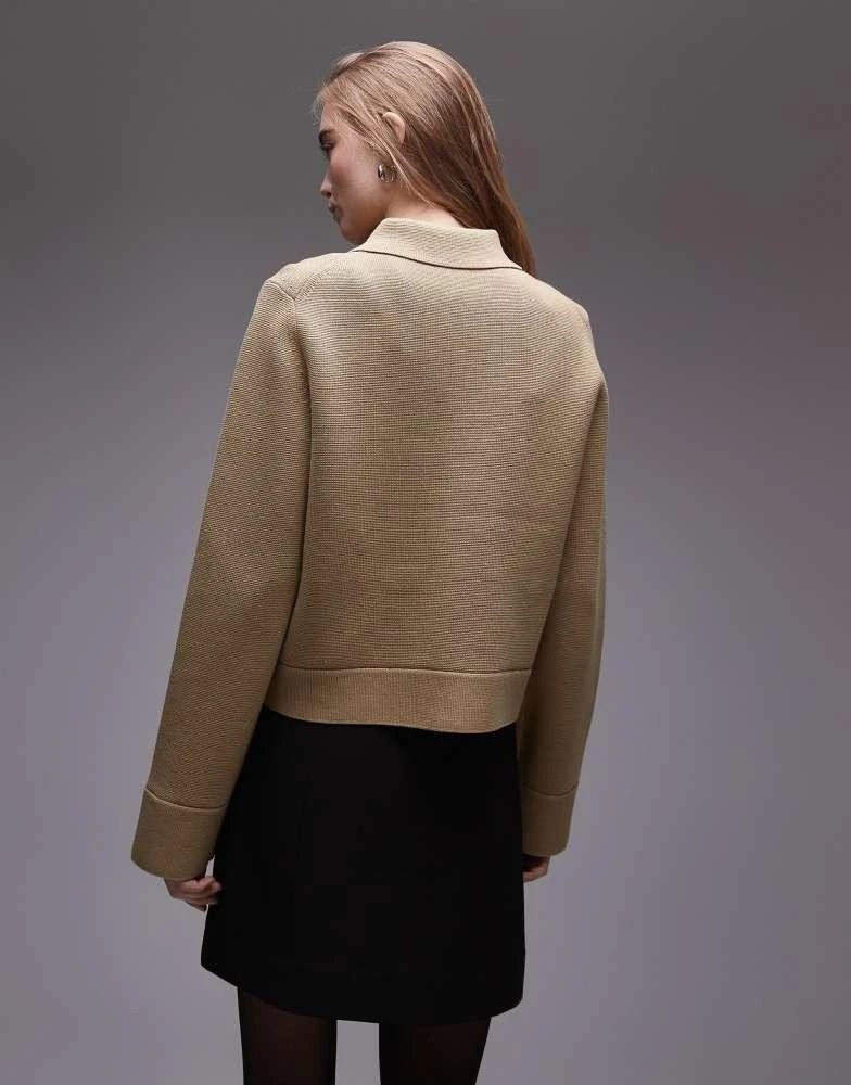 ARKET ARKET pure cotton knitted compact utility jacket in dark beige 4