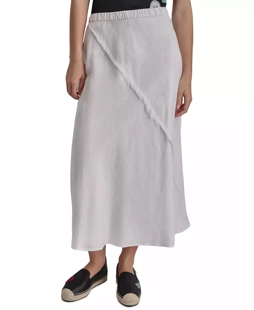 DKNY Women's Pull-On Fringe-Trim Linen Skirt 1