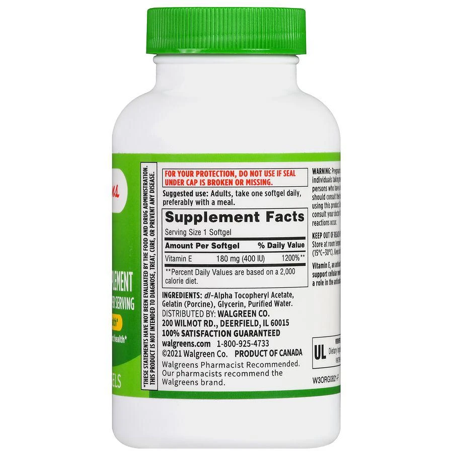 Walgreens Vitamin E 180 mg Softgels 3