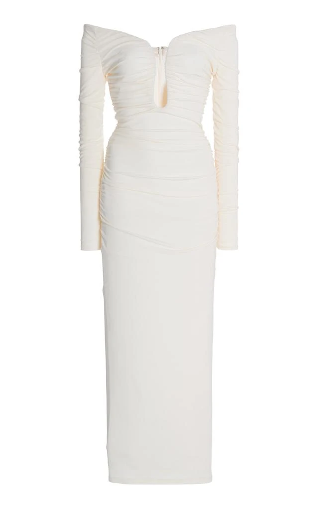 Carolina Herrera Carolina Herrera - Ruched Off-The-Shoulder Midi Dress - Ivory - XL - Moda Operandi 1