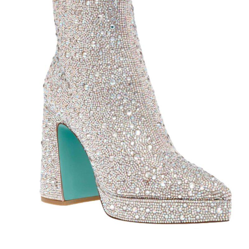 Betsey Johnson Della Ankle Boot In Rhinestone