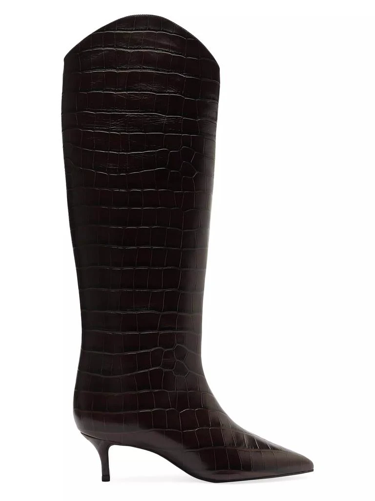 Schutz Maryana 50MM Crocodile-Embossed Leather Wide-Calf Boots 1