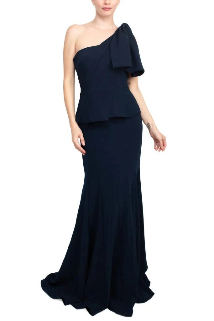 Jovani Jovani - One Shoulder Mermaid Trumpet Crepe Gown