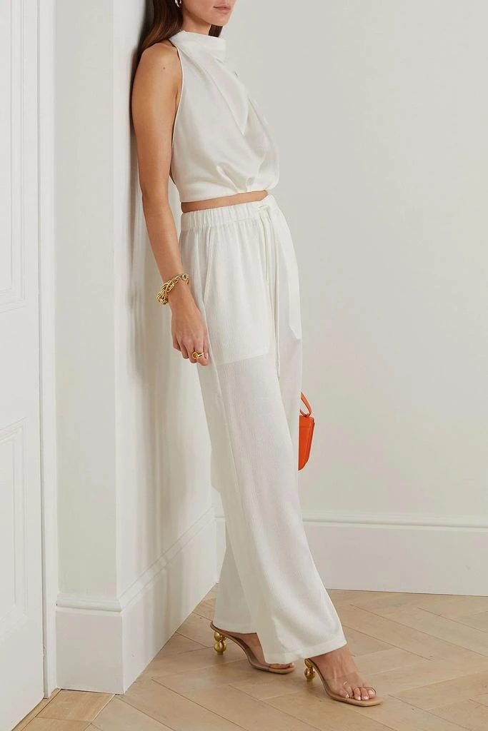 Cult Gaia Minaya hammered stretch-satin wide-leg pants 2