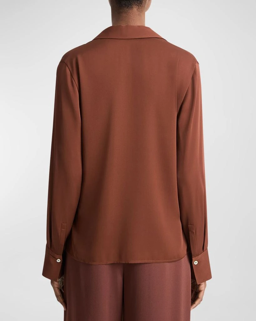 Vince Long-Sleeve Silk Pullover Polo Top 3