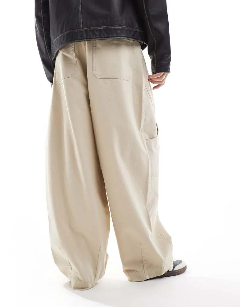 ASOS ASOS DESIGN baggy trousers with workwear patch in stone 3