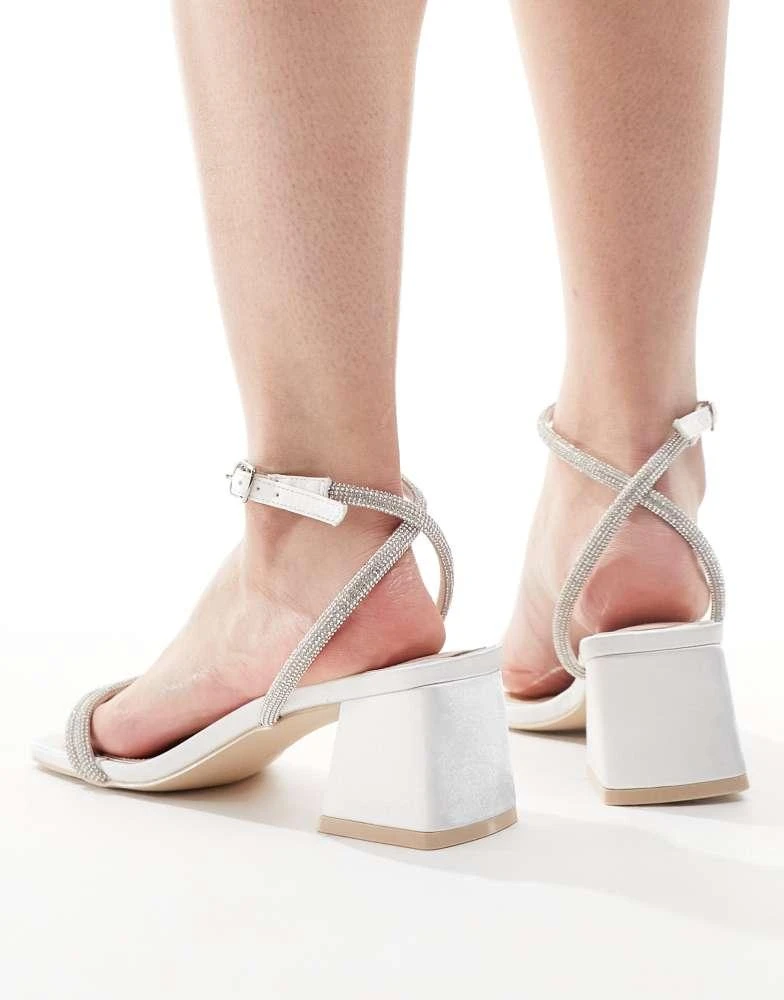Be Mine Wide Fit Be Mine Wide Fit Bridal Chaya low block heeled sandals with embellished straps in ivory 3
