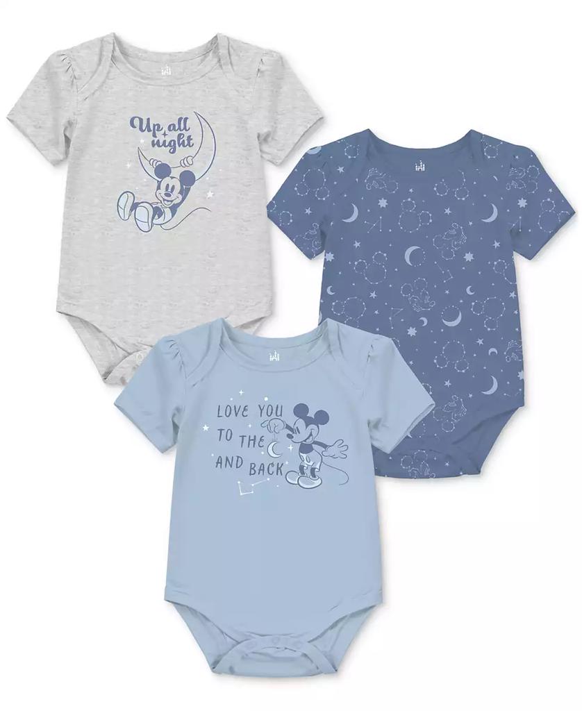 Disney Baby Mickey Mouse Short-Sleeve Bodysuits, 3 Pack