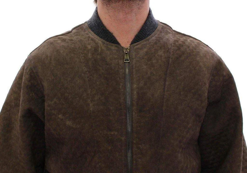 Dolce & Gabbana Dolce & Gabbana  Brown Gray Leather Jacket Coat 4
