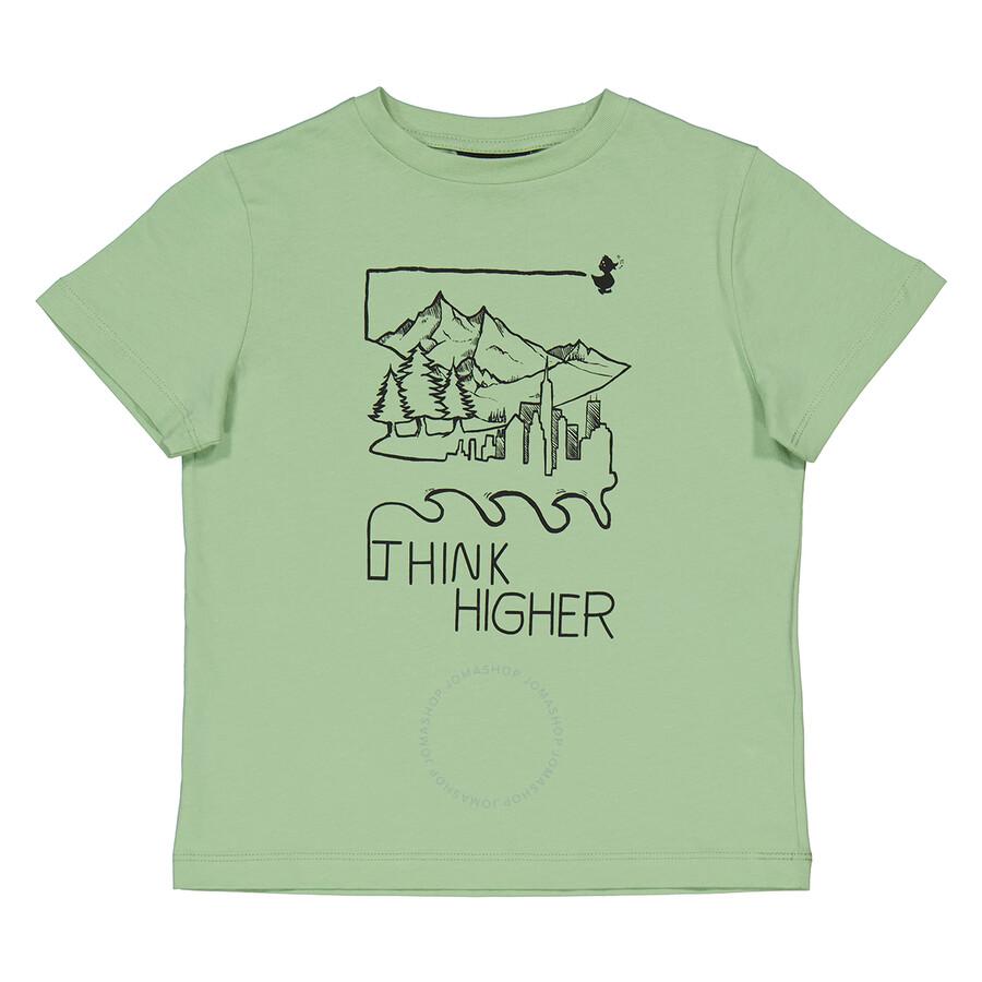 Save The Duck Kids Mint Green Think Higher Printed T-Shirt