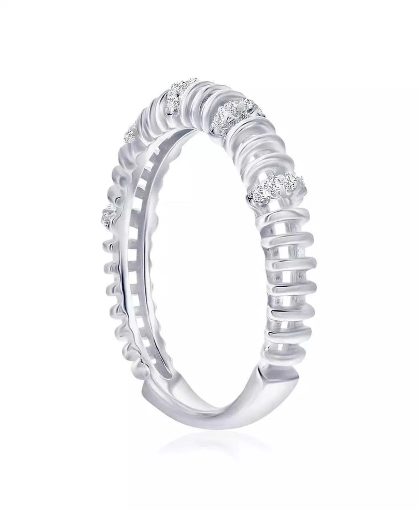 Simona Sterling Silver, 3.5mm Wire Design CZ Ring 2