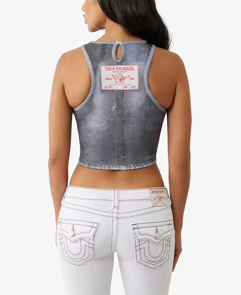 True Religion Women's Indigo Terry Crew Neck Top