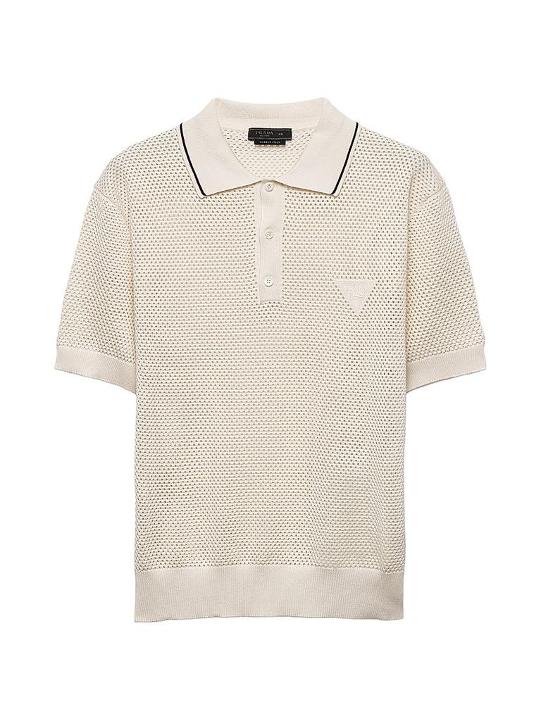 Tシャツ・カットソー PRADA Ivory Silk Blend Polo Shirt Prada Ivory Silk Blend Polo Shirt | italist