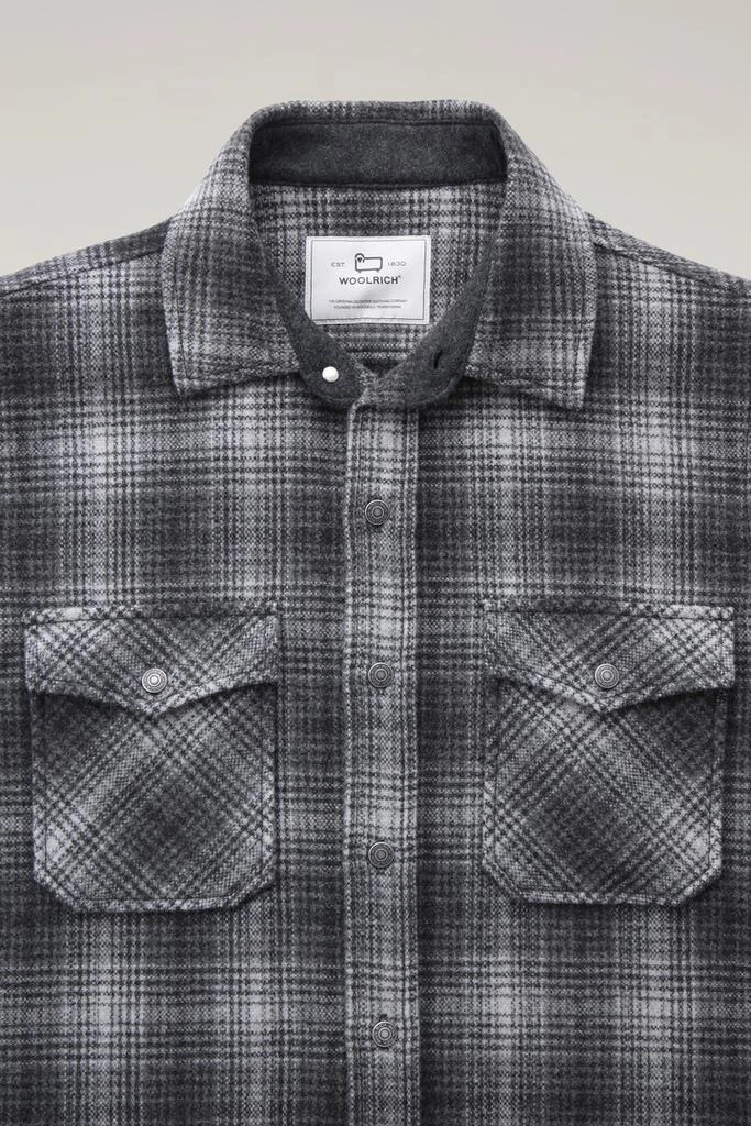 Woolrich Alaskan Check Overshirt in Recycled Italian Wool Blend - Men - Gray 2