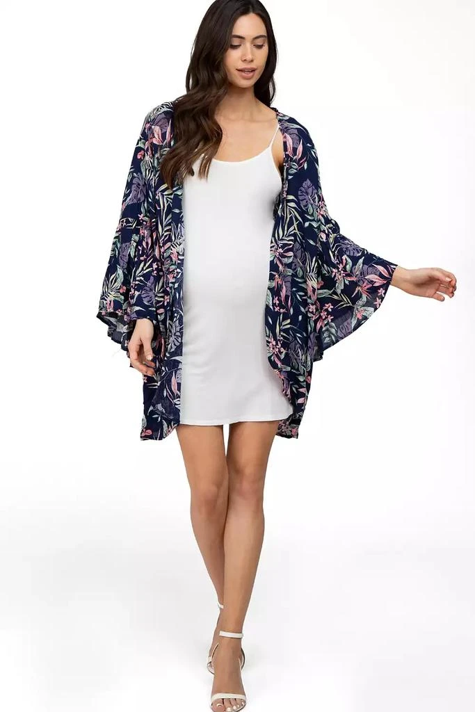 Pinkblush Maternity Navy Blue Floral Bell Sleeve Cover Up