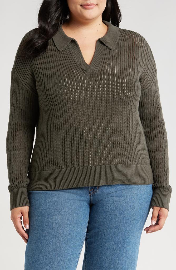 Caslon Pointelle Polo Sweater