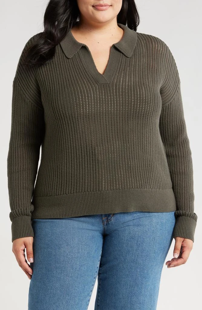 Caslon Pointelle Polo Sweater 1