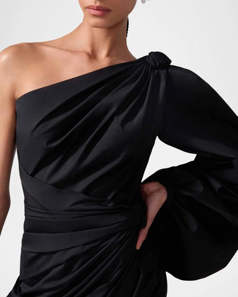 Carolina Herrera One-Shoulder Balloon-Sleeve Midi Dress 4